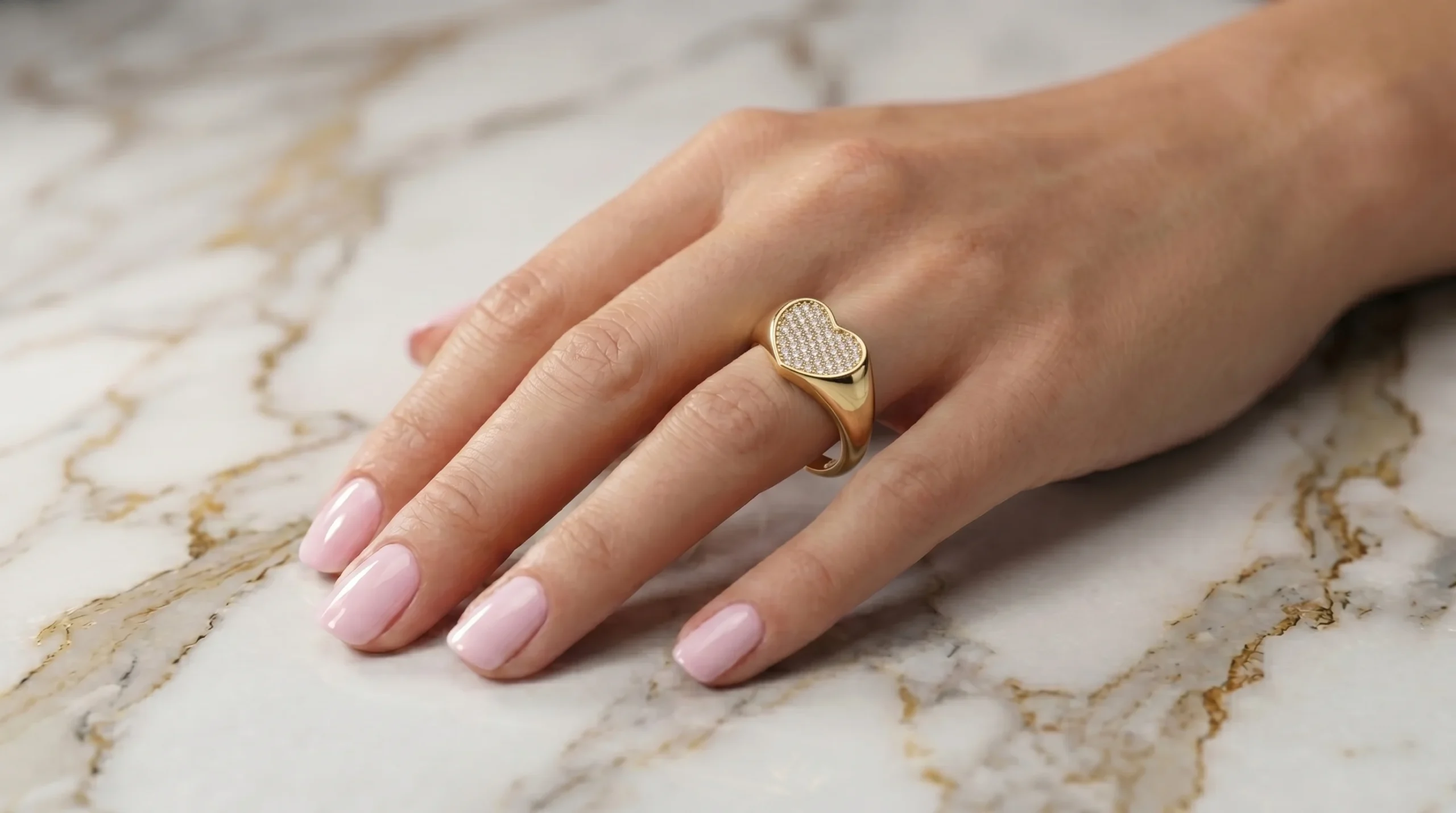 Anel Coração Micro Zircônia Dourado Regulável - (RR05) - Imagem 4