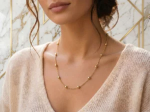 Colar Bolinhas Lisas Dourado - (RR74)