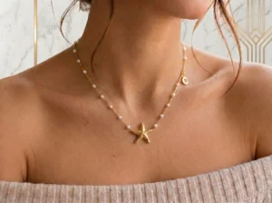Choker Estrela Pérolas Dourado - (RR65)