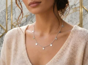 Colar Chapas Redondas Lisas Ródio Branco - (RR76)