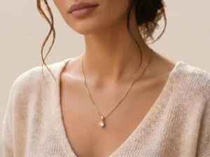 Colar Ponto de Luz Cristal Dourado - (RR87)