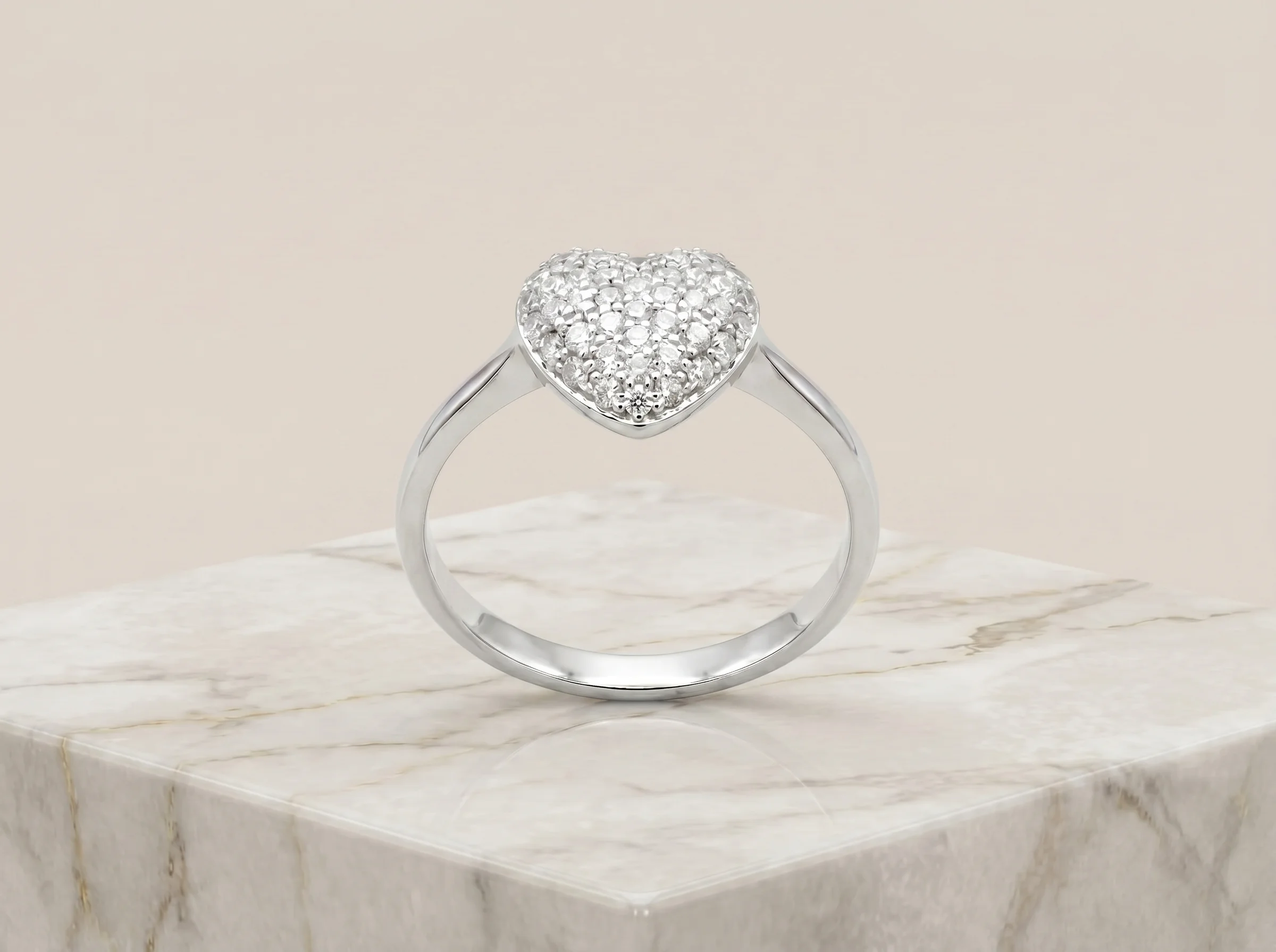 Anel Coração Micro Zircônia Branco 19 - (RR03) Fino Toque - Imagem 3