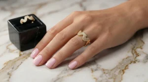 Anel Coração Micro Zircônia Dourado Regulável - (RR07)
