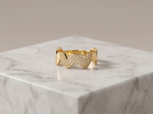 Anel Coração Micro Zircônia Dourado Regulável - (RR07)
